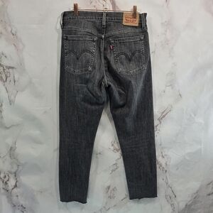 Levis Jeans Women 28 Black Gray Crop Wedgie Button Fly High Rise Skinny